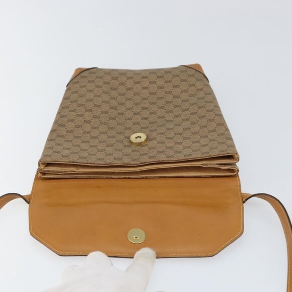 Authentic GUCCI Micro GG Supreme Shoulder Bag PVC Beige Gold - Picture 8 of 16